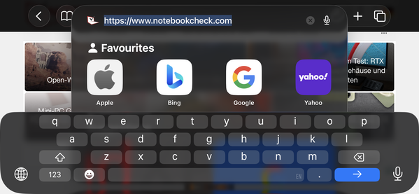 Paysage du clavier (Safari Mobile 26)