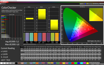 IPhone 11 Pro Max - CalMAN : ColorChecker (True Tone activé, espace colorimétrique cible : sRVB).