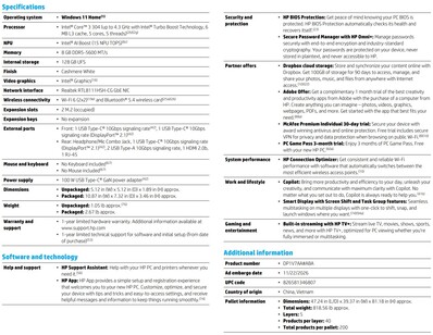 Fiche technique de la variante UFS