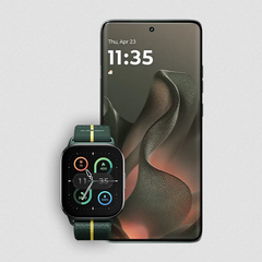 Le Motorola Edge 2025 et la Moto Watch Fit. (Source de l&#039;image : Motorola)