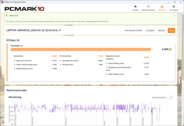 PCMark 10 en mode performance