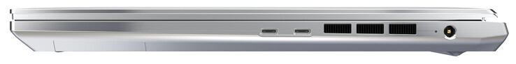 Droite : Thunderbolt 4 (USB-C, DisplayPort), Thunderbolt 4 (USB-C, DisplayPort, Power Delivery), alimentation électrique