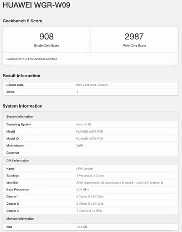 Deux nouveaux appareils prétendument de Huawei apparaissent sur Geekbench. (Source : Geekbench)