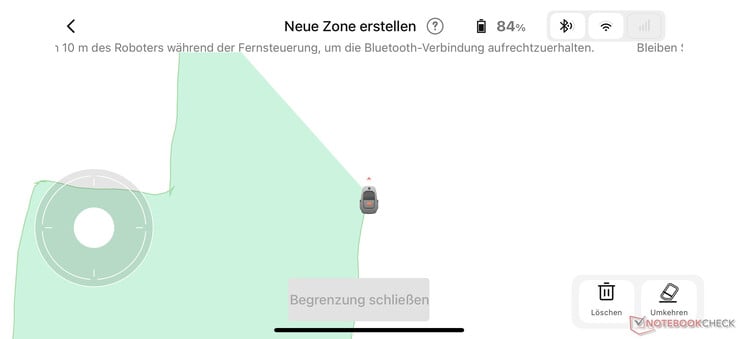 Pour créer une carte, le Mova 1000 est contrôlé à l'aide d'un joystick virtuel