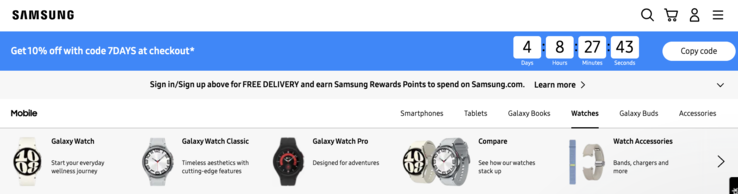 Samsung divise ses Galaxy Watch wearables en trois catégories. (Source de l'image : Samsung)