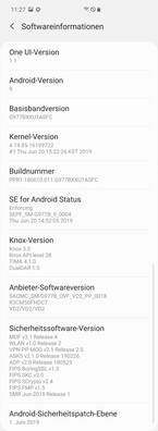 Samsung Galaxy S10 5G - Informations logicielles.