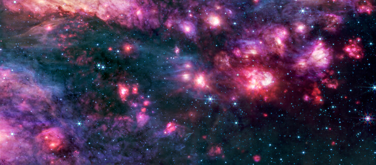 Image MIRI de Sagittarius B2 (Source de l'image : plusieurs - voir sources)