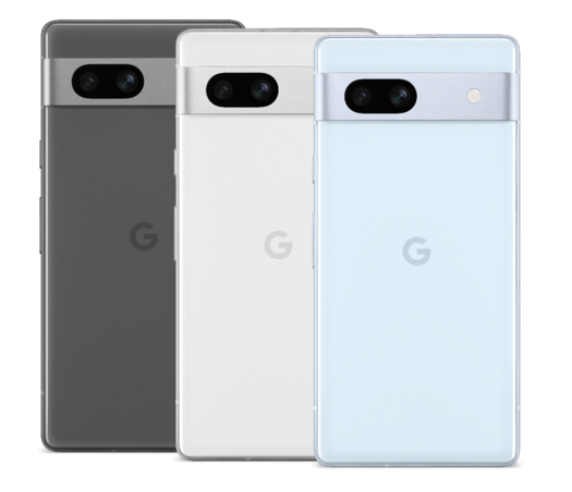 Google Pixel 7a - Options de couleurs anthracite, neige et mer. (Source de l'image : Google)