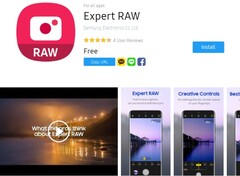 Page de l&#039;application d&#039;appareil photo Expert RAW de Samsung sur la place de marché Galaxy Store (Source : Own)