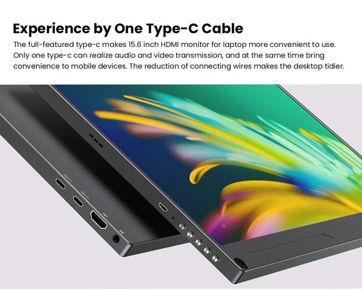 Le moniteur portable 4K dispose de plusieurs options de connectivité (Source de l'image : UPerfect)