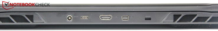Arrière : Alimentation, Thunderbolt 4/USB-C 3.2 Gen2 (DisplayPort 1.4, Power Delivery : non), HDMI, MiniDP, Kensington