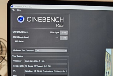 Résultat Core Ultra 7 155H Cinebench R23. (Source : @9550pro sur X)