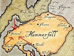 Carte de la province de Hammerfell issue de l'univers de The Elder Scrolls.