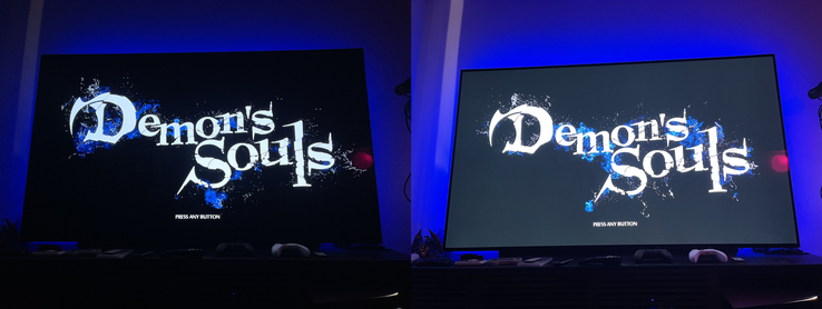 Demon's Souls avec HDR activé et avec SDR activé, de gauche à droite. (Source de l'image : Tim Rogers)