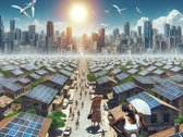 Les chercheurs confirment que les panneaux solaires augmentent les variations de température dans les villes, ce qui se traduit par des vitesses de vent plus élevées. (Source de l'image : générée par l'IA avec Dall-E-3)