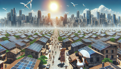 Les chercheurs confirment que les panneaux solaires augmentent les variations de température dans les villes, ce qui se traduit par des vitesses de vent plus élevées. (Source de l'image : générée par l'IA avec Dall-E-3)