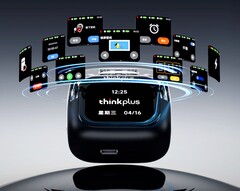 Les nouveaux écouteurs intra-auriculaires de Lenovo sont dotés d'un écran tactile sur leur boîtier de chargement (Source : Lenovo)