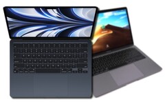 Le MacBook Air 2022 Apple avec M2 remporte un combat déloyal contre le MacBook Air 2019 à base d&#039;Intel. (Image source : Apple &amp;amp; Notebookcheck - édité)