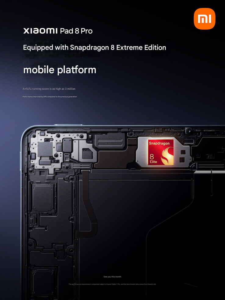 Xiaomi confirme le SoC du Pad 8 Pro (Image source : Xiaomi - machine translated)