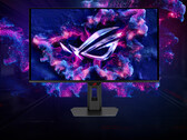 Le ROG Strix OLED XG27UQDMS vu de face.