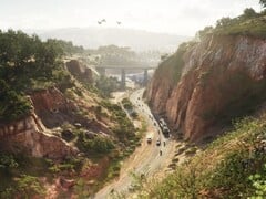 Image tirée de GTA 6, montrant des paysages et un pont. (Source de l'image : Rockstar Games)