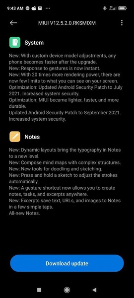MIUI 12.5 pour le Redmi Note 10 5G et le POCO M3 Pro 5G. (Image source : MIUI Download by xiaomui)