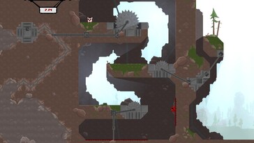 En photo : Une capture d'écran de Super Meat Boy.