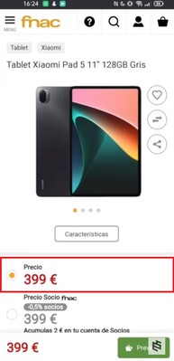 Prix du Xiaomi Pad 5 en euros. (Image source : Fnac via eSavants)