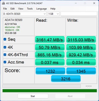 Vérification des performances avec l'ADATA SE920 via USB4