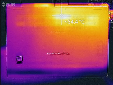 Dell Latitude 7390 2-en-1 - Relevé thermique, au-dessous (au repos).