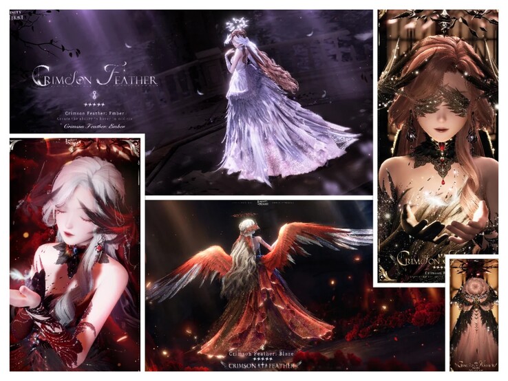 La tenue Crimson Feather a un style très gothique, même si elle peut être transformée en une version blanche. (Source : Infinity Nikki via Reddit)