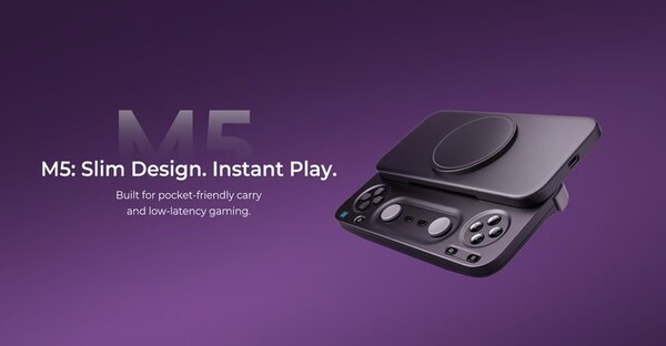 L’Abxylute M5 présente un design fin et se connecte à un smartphone via USB-C.