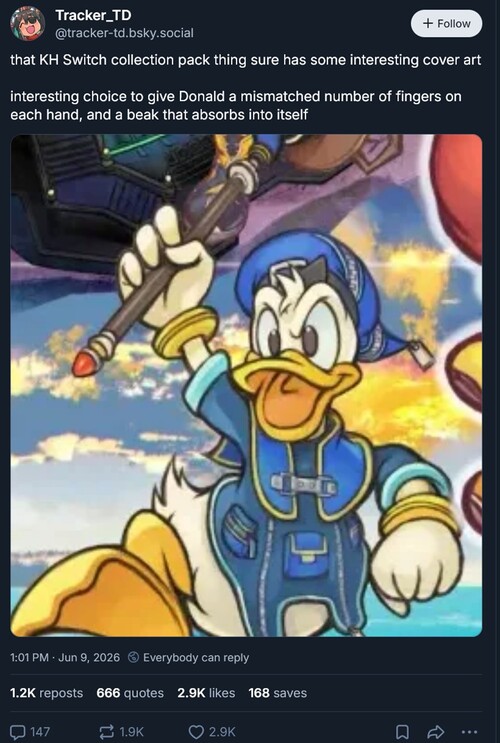 Illustration de Donald Duck présentée dans la pochette de Kingdom Hearts Collection