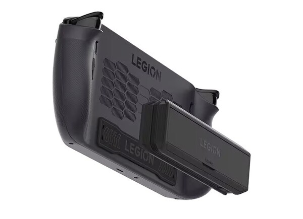 La banque d'alimentation Legion Go 65W 12800mAH se fixe magnétiquement à l'arrière du Legion Go S. (Image source : Lenovo)