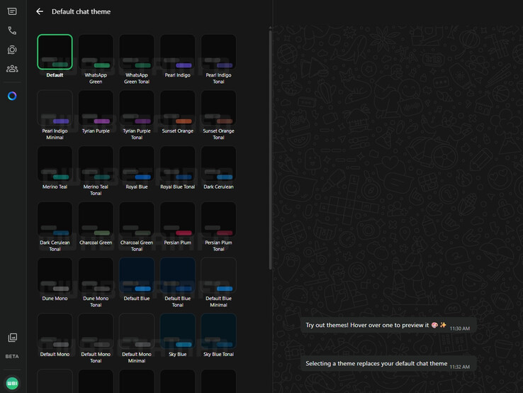 WhatsApp teste des thèmes pour son application web