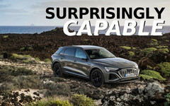 Malgré sa vocation routière évidente, l'Audi Q8 e-tron électrique, avec son système quattro à double moteur, réalise des prouesses tout-terrain impressionnantes. (Source de l'image : Audi - édité)
