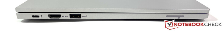 Côté gauche : USB-C (Thunderbolt 4, DisplayPort Alt 1.4, chargement), HDMI 2.0b, USB-A (3.2 Gen.2)