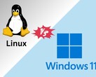 Comparaison des performances de jeu entre Linux et Windows 11 avec Tux et les logos Windows