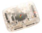 Console FPGA SuperStation One Transparent Collection avec coque Frost translucide.