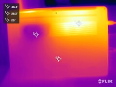 Le dessous de l'appareil pendant le test de résistance