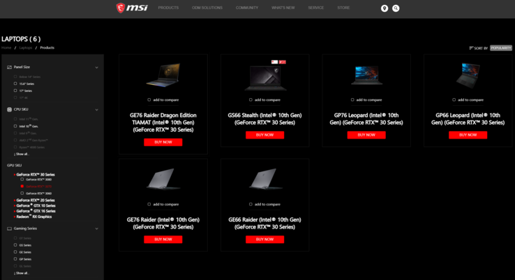 MSI vend actuellement six ordinateurs portables équipés de GPU GeForce RTX 3070. (Source de l'image : MSI)