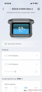L'aperçu montre l'état de la batterie...