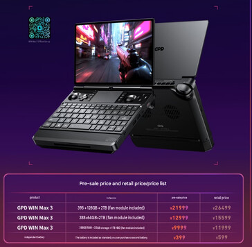 Détails des tarifs chinois du Win Max 3 (traduction automatique)