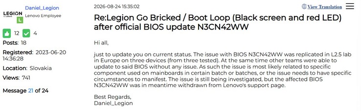 Le point sur les problèmes liés au BIOS de Legion Go.
