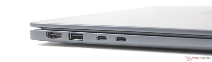 À gauche : HDMI 2.1, USB-A 3.2 Gen. 1 (5 Gbps), 2 ports USB-A 4.0 avec DisplayPort 2.1 + Power Delivery