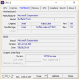 Surface Pro 6 i5 - CPU-Z : carte-mère.