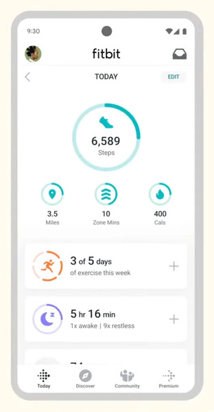 L'application Fitbit avec le mode Coach activé. (Source de l'image : 9to5Google)
