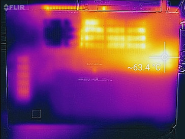 Latitude 5491 - Relevé thermique : sollicitations maximales (au-dessous).