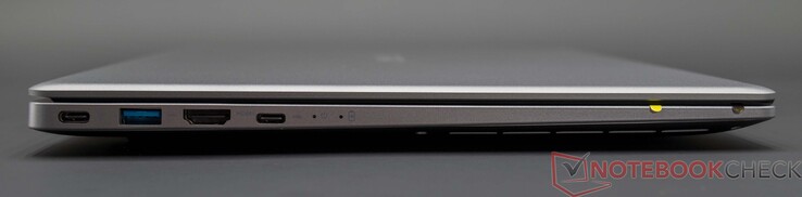 Côté gauche : Connecteur d'alimentation USB-C, USB 3.0, HDMI, USB-C