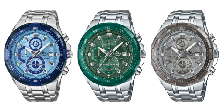De gauche à droite : les Casio EFR-539DE-2AV, EFR-539DE-3AV et EFR-539DE-8AV. (Source de l'image : Casio, édité)